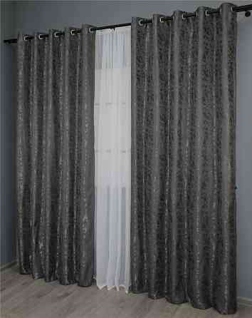 Комплект штор на люверсах VR-Textil Лен мрамор Pavliani ХО № 1267ш Серо-коричневый 150х250 см 2 шт (37-0100) Киев