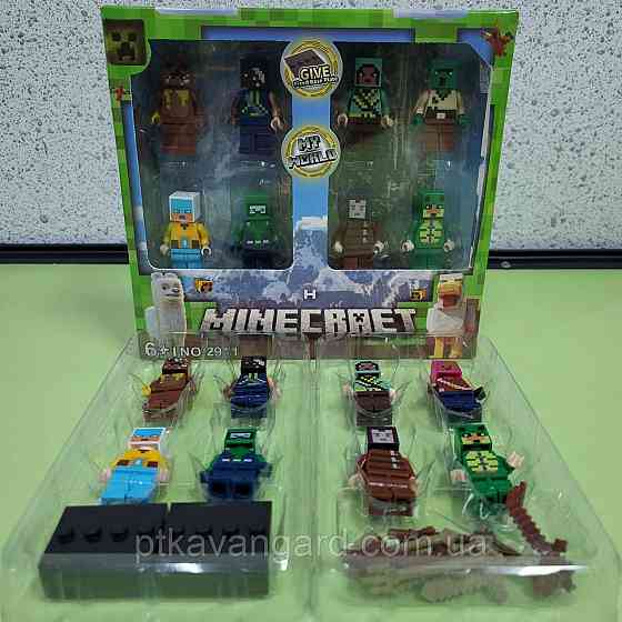Фігурки Minecraft набір 8 шт + зброя, на підставках 2911-2 Хмельницький