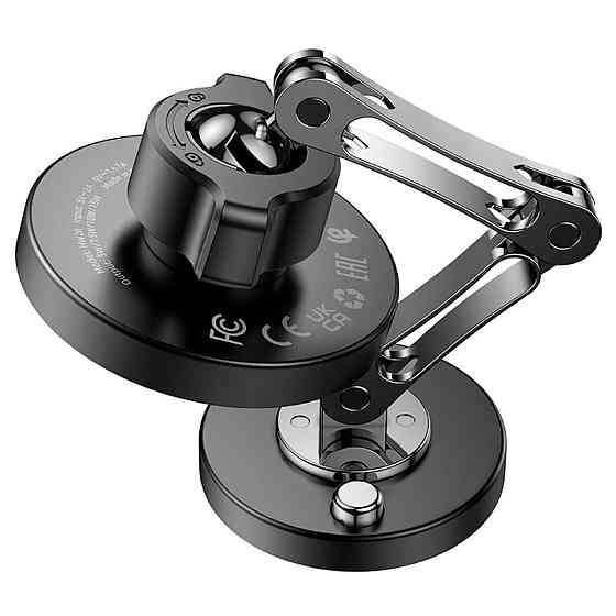Тримач для мобiльного з БЗП HOCO HW26 Jacques metal magnetic wireless fast charging car holder Black metal gray (6942007623490) Київ