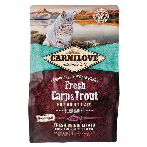 Корм сухой Carnilove Fresh Carp and Trout Sterilised for Adult Cats для взрослых стерилизованных и кастрированных кошек из карп Киев