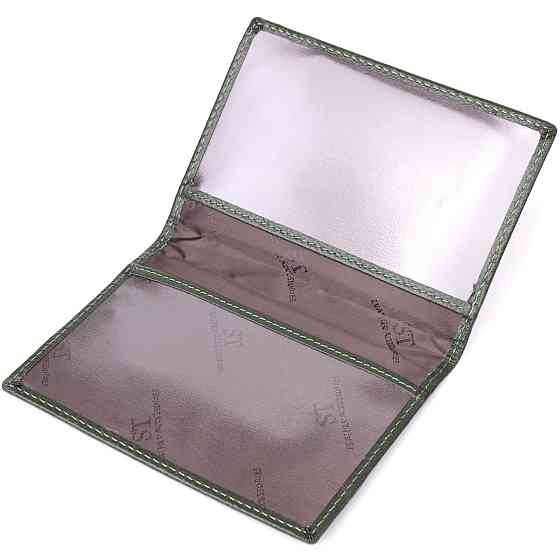 Практична обкладинка на паспорт універсального формату із натуральної шкіри ST Leather 23081 Зелений Київ