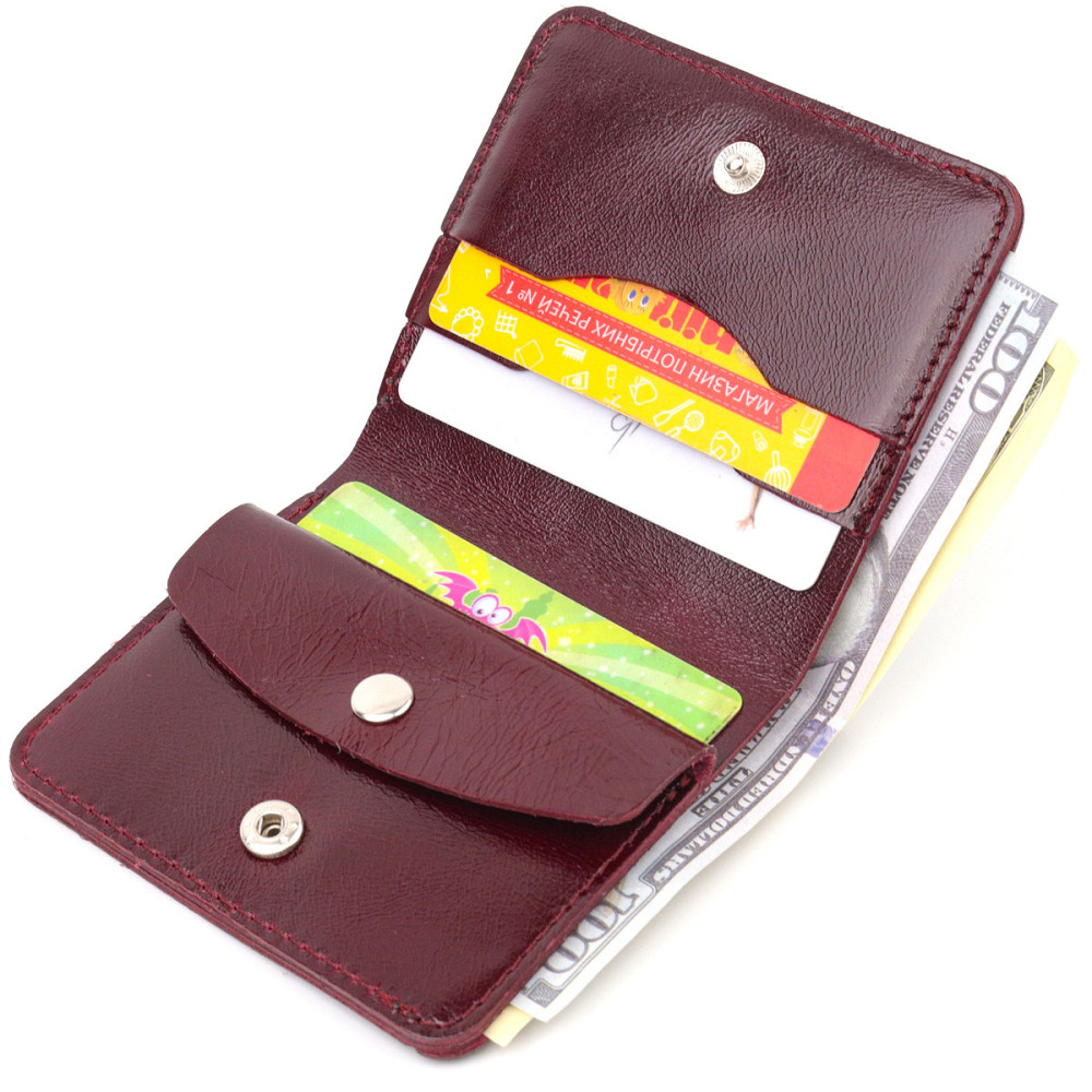 Жіноче глянсове шкіряне портмоне Shvigel 16609 Вишневий Київ - фото 5