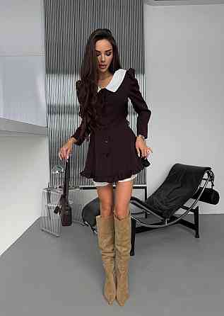 Женское стильное романтичное платье + шорты костюмка и коттон Шоколад, 46/48 Одесса