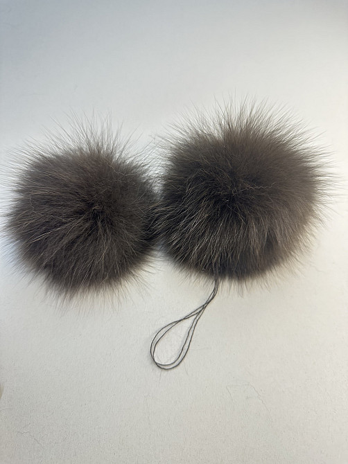 Помпони бубони хутряні песцеві на шапку 10-12см Коричневий Харків - фото 5