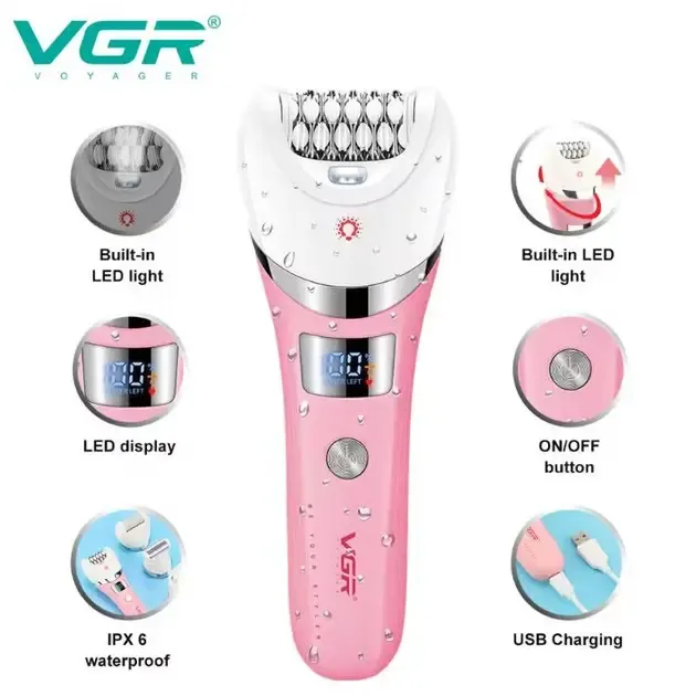 Многофункциональный аккумуляторный эпилятор с подсветкой VGR V-759 5в1 женская электробритва Коломыя - изображение 4
