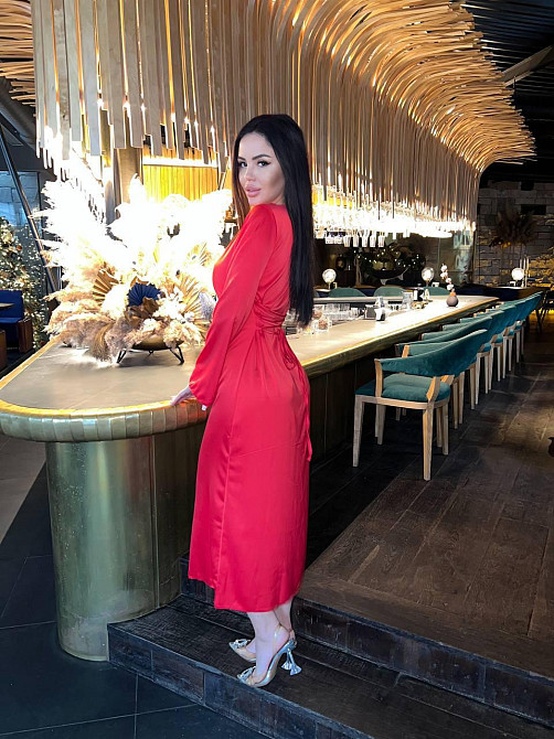 Женское стильное длинное элегантное платье дабл шелк Красный, 42/46 Одесса - изображение 8