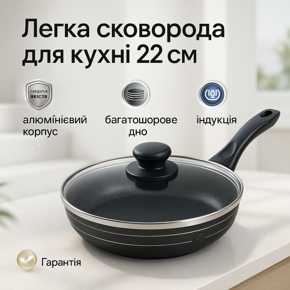 Надійна сковорода для дому UNIQUE, Сковороди з покриттям від пригорання, Якісна сковорода для дому YX-79 Львів - фото 9