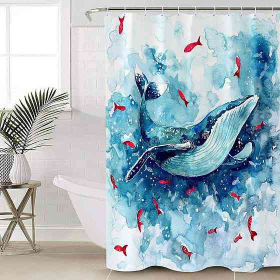 Шторка для ванны из полиэстера водонепроницаемая Bathlux 180x180 см с кольцами, занавеска для ванной комнаты Каменец-Подольский