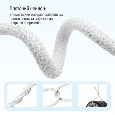 Дата кабель USB-C to USB-C 2.0m (braided cotton) (PD Fast Charging 60W) 3.0А grey ColorWay (CW-CBPDCC068-GR) Вінниця - фото 6