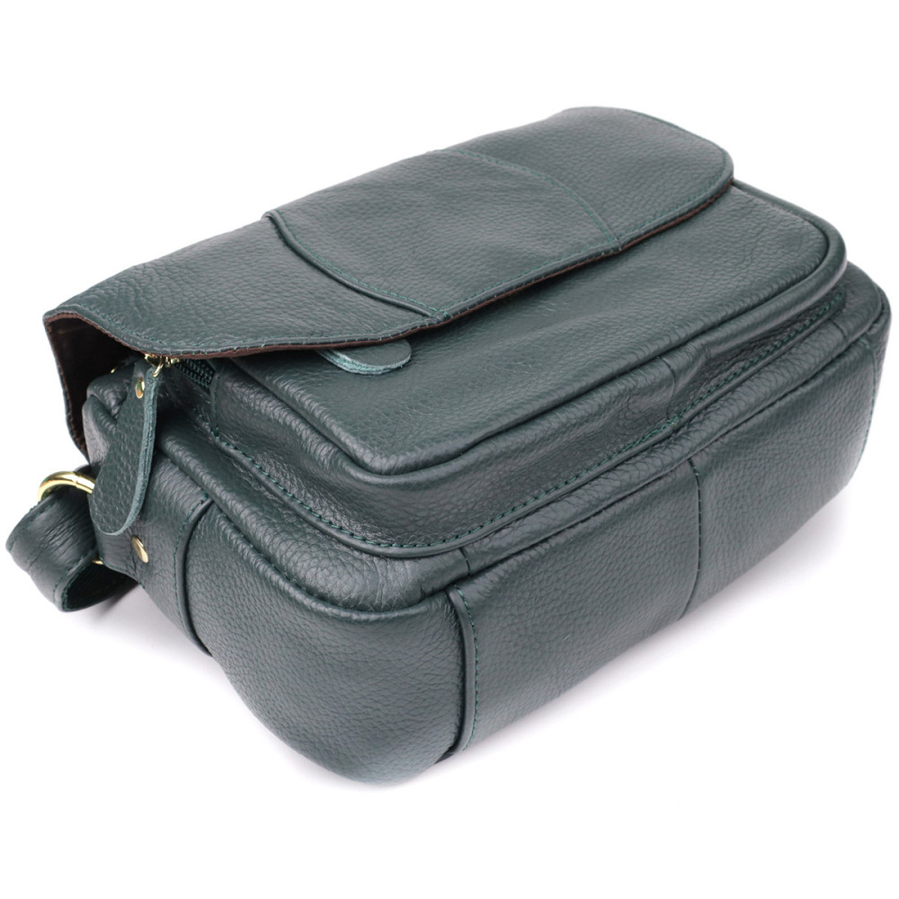 Повсякденна жіноча сумка з натуральної шкіри Vintage 22970 Зелений Київ - фото 5