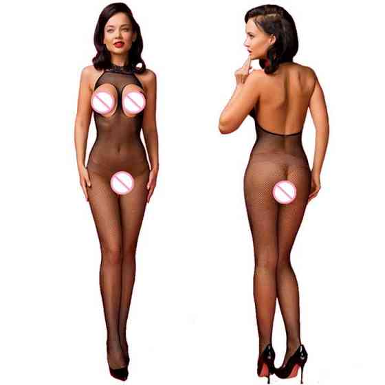 Соблазнительный бодистокинг открытой грудью - Чёрный - S/M/L – Эротическое бельё Винница