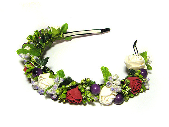 Обруч для волос модный Красные и белые розы Киев - изображение 1