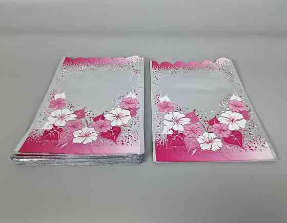 Пакет із малюнком для пакування подарунків (20*30) No420 (1) фольгований (ажурний) "Рожева рамка" (100 шт) Харків