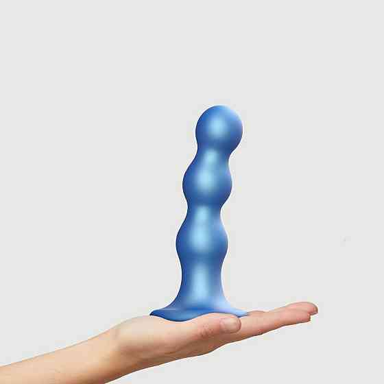 Насадка для страпона Strap-On-Me Dildo Plug Balls Blue Metallic L Sex Aura Київ