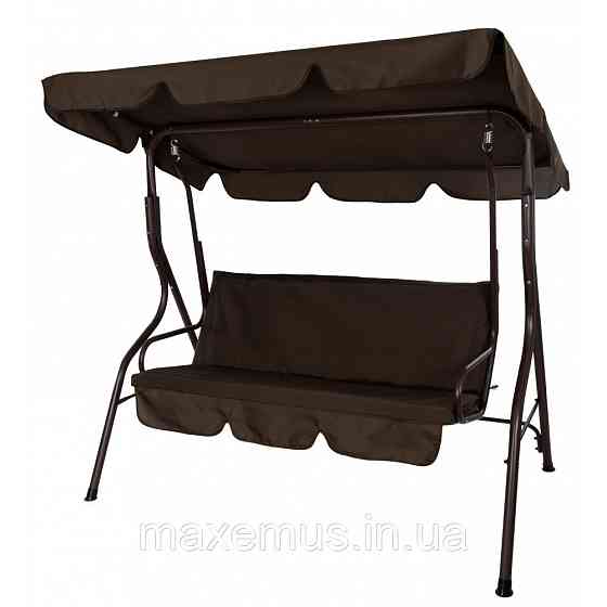 Садовые качели Bonro Relax для сада и дачи 3-х местная качели с навесом коричневая Мостиська