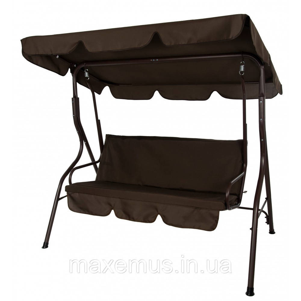 Садовые качели Bonro Relax для сада и дачи 3-х местная качели с навесом коричневая Мостиська - фото 4