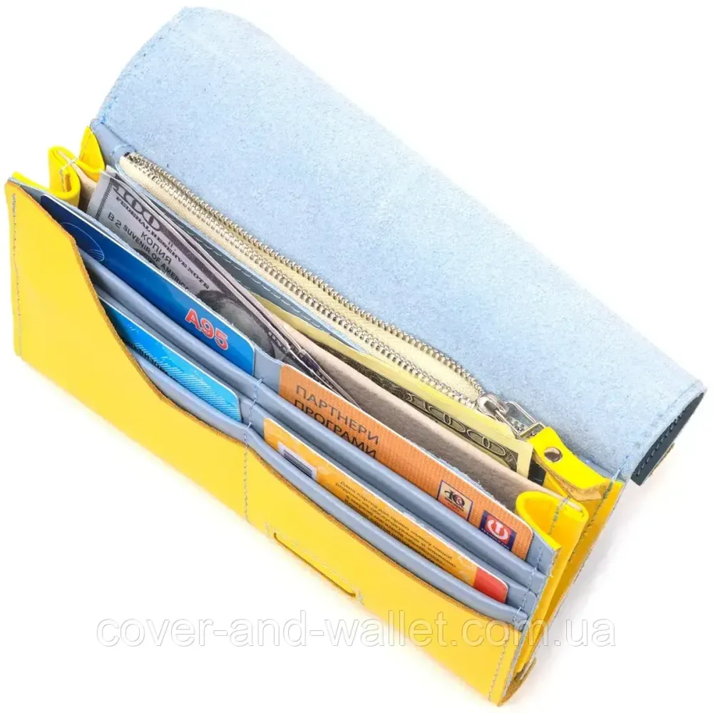 Великий червоний жіночий гаманець ручної роботи на магнітах Grande Pelle Festa Київ - фото 6