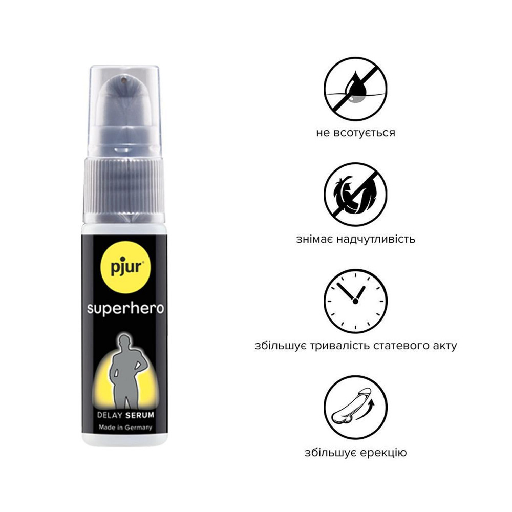 Пролонгирующий гель pjur Superhero Serum 20 мл, создает невидимую пленку снижающую чувствительность Sex Aura Киев - изображение 2