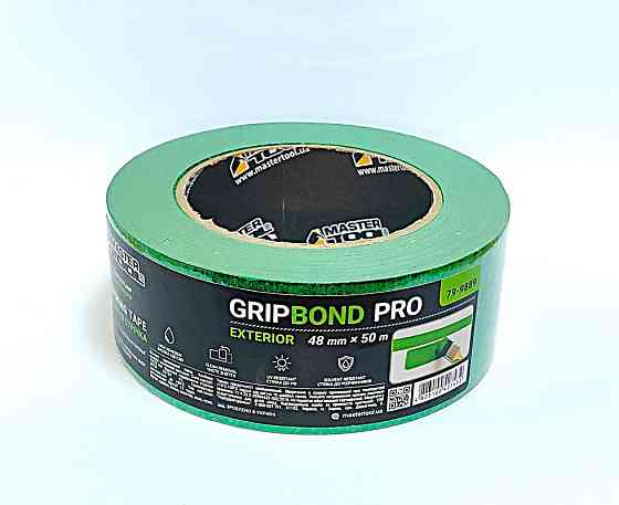 MASTERTOOL Стрічка малярна для грубих робіт MASTERTOOL GripBond Pro Exterior 48 мм×50 м зелена Коломия