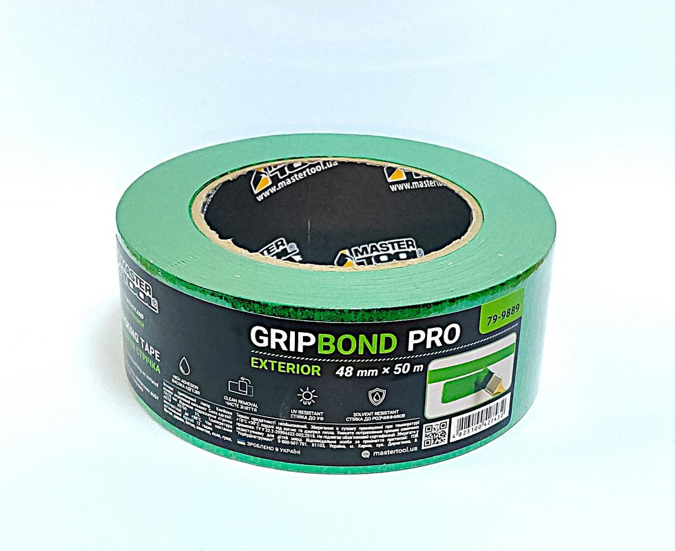 MASTERTOOL Стрічка малярна для грубих робіт MASTERTOOL GripBond Pro Exterior 48 мм×50 м зелена Коломия - фото 1