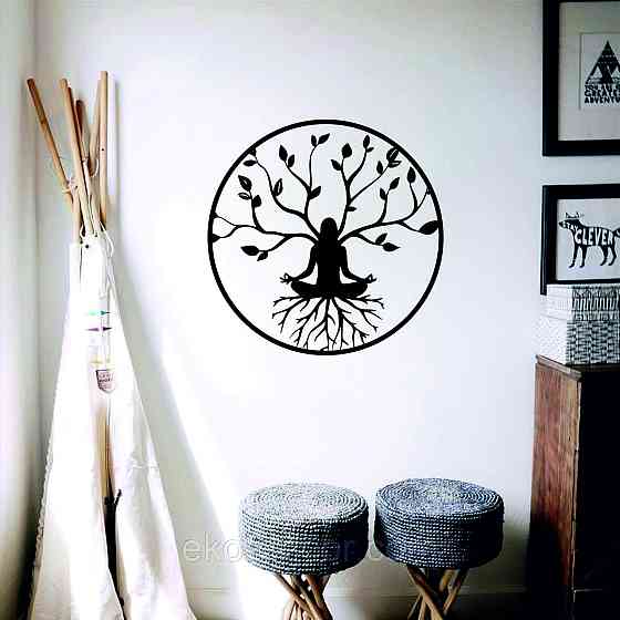 Декоративне настінне 3D Панно «ЙОГА» Декор на стіну з об'ємом 70*70 см, Чорний Київ