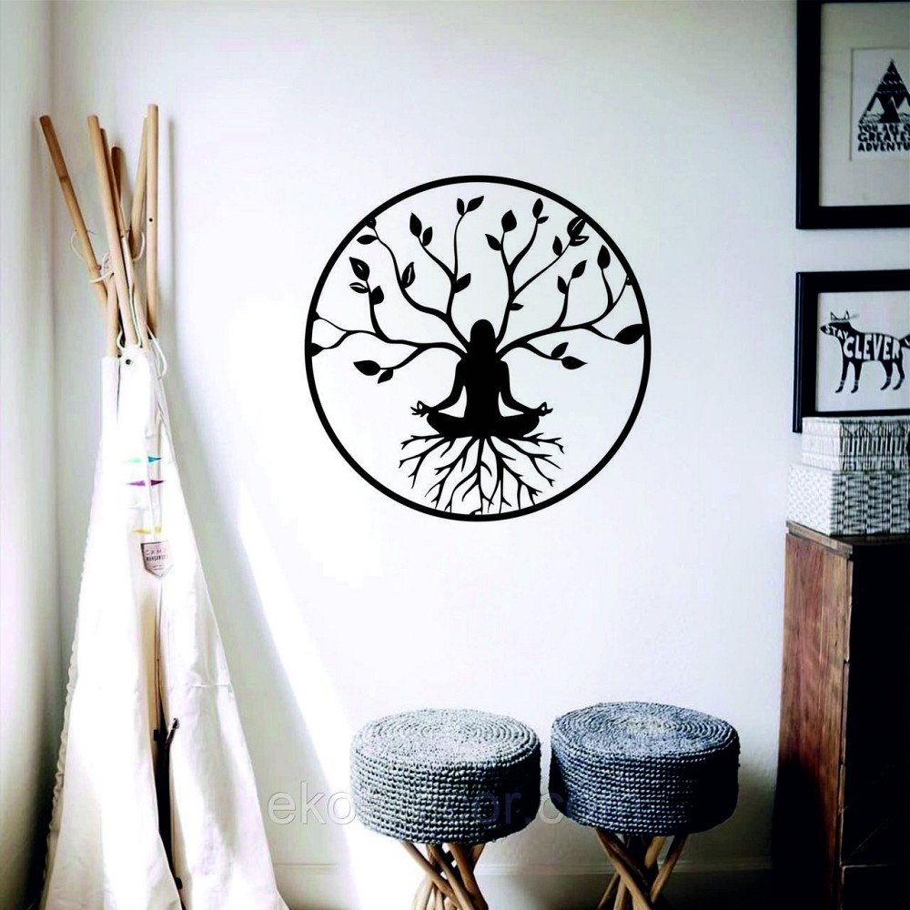 Декоративне настінне 3D Панно «ЙОГА» Декор на стіну з об'ємом 70*70 см, Чорний Київ - фото 4