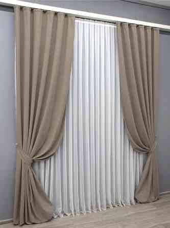 Комплект готових штор VR-Textil Мікровелюр Petek № 1487ш Какао 150х290 см 2 шт (33-0377) Київ