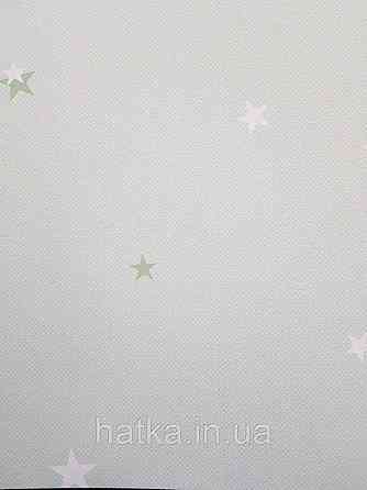 Метрові вінілові шпалери на флізеліні AdaWall Ada Kids дитячі зірки небо зелене біле на салатовому Київ