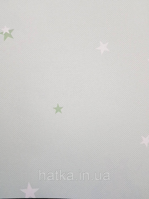 Метрові вінілові шпалери на флізеліні AdaWall Ada Kids дитячі зірки небо зелене біле на салатовому Київ - фото 1