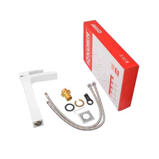 Високий водоспадний змішувач для умивальника Koer KB-15007-04 хром+білий (KR5156) Харків