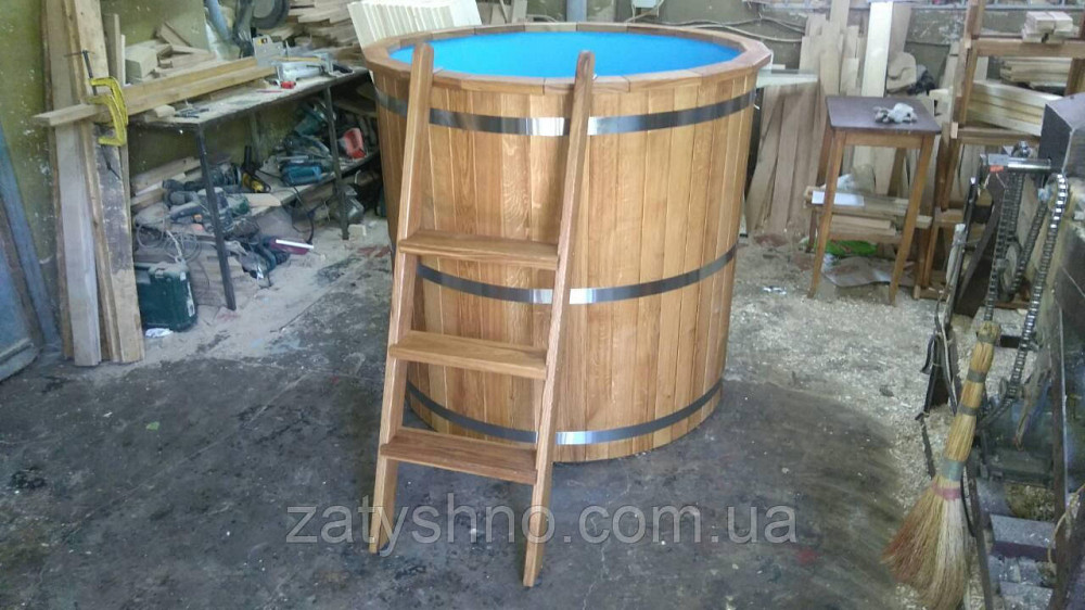 Купель із вставкою дубова/купель кругла із дуба/ купель дубова зі вставкою Київ - фото 6