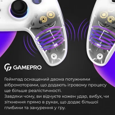 Геймпад GamePro GPS13W BT 5.3/USB/PC/iOS/Android/PS3/PS4 RGB White (GPS13W) Вінниця - фото 7