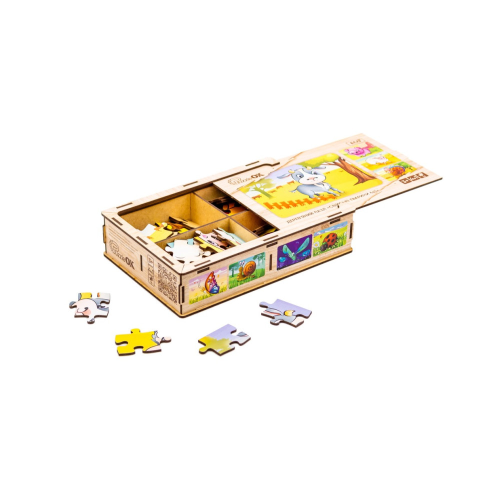 Дерев’яний дитячий пазл 4в1 "Свійські тварини" Puz-75595, 80 елементів Вінниця - фото 5