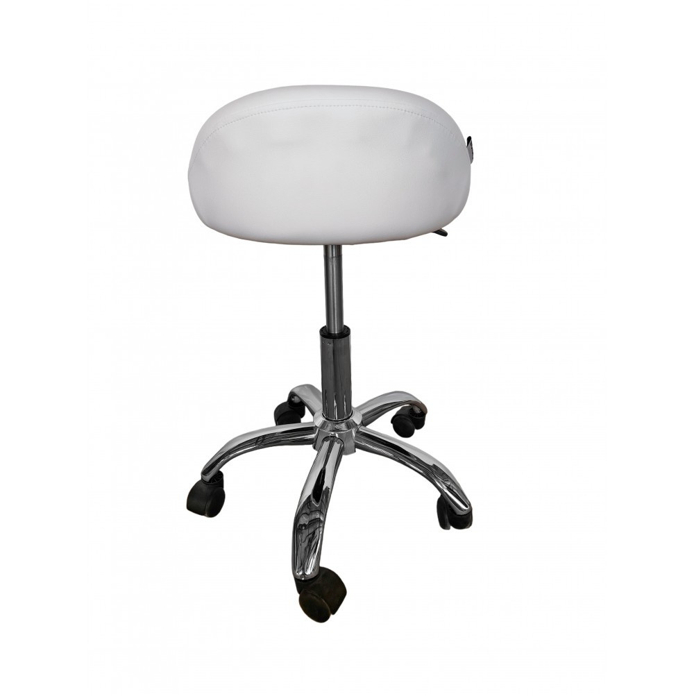 Кресло табурет на колесах со спинкой Bonro B-498 экокожа Белый Киев - изображение 8