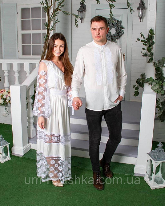 Жіночий костюм з білою вишивкою, вишиванка на вінчання Кривий Ріг - фото 6