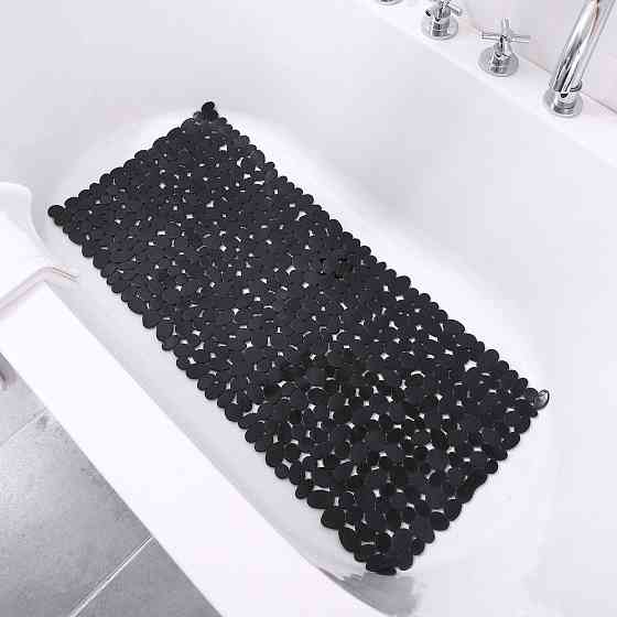 Коврик для душа и ванной комнаты силиконовый,антискользящий в ванную прямоуголный 40х88 см,чёрный Каменец-Подольский