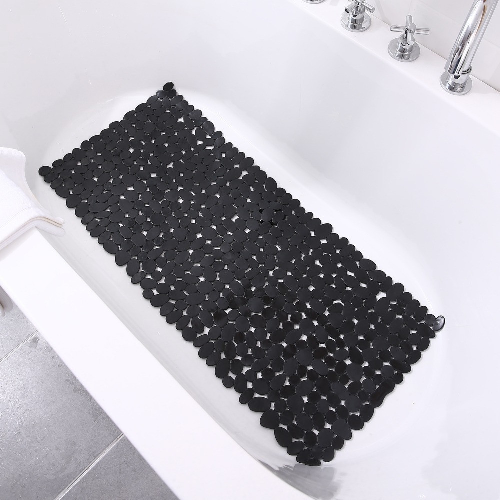 Коврик для душа и ванной комнаты силиконовый,антискользящий в ванную прямоуголный 40х88 см,чёрный Каменец-Подольский - изображение 1