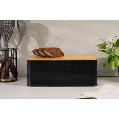Хлібниця Ardesto Midori 33х18х12см, метал, бамбук, чорний (AR0912BB) Вінниця