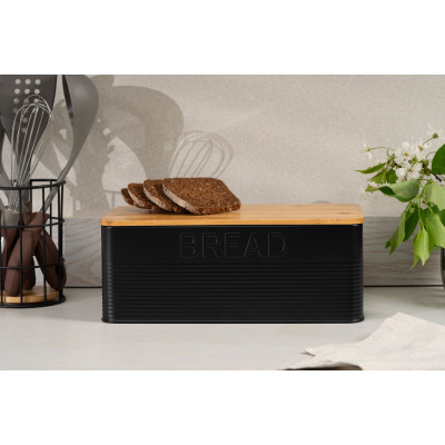 Хлебница Ardesto Midori 33х18х12см, метал, бамбук, чорний (AR0912BB) Винница - изображение 4