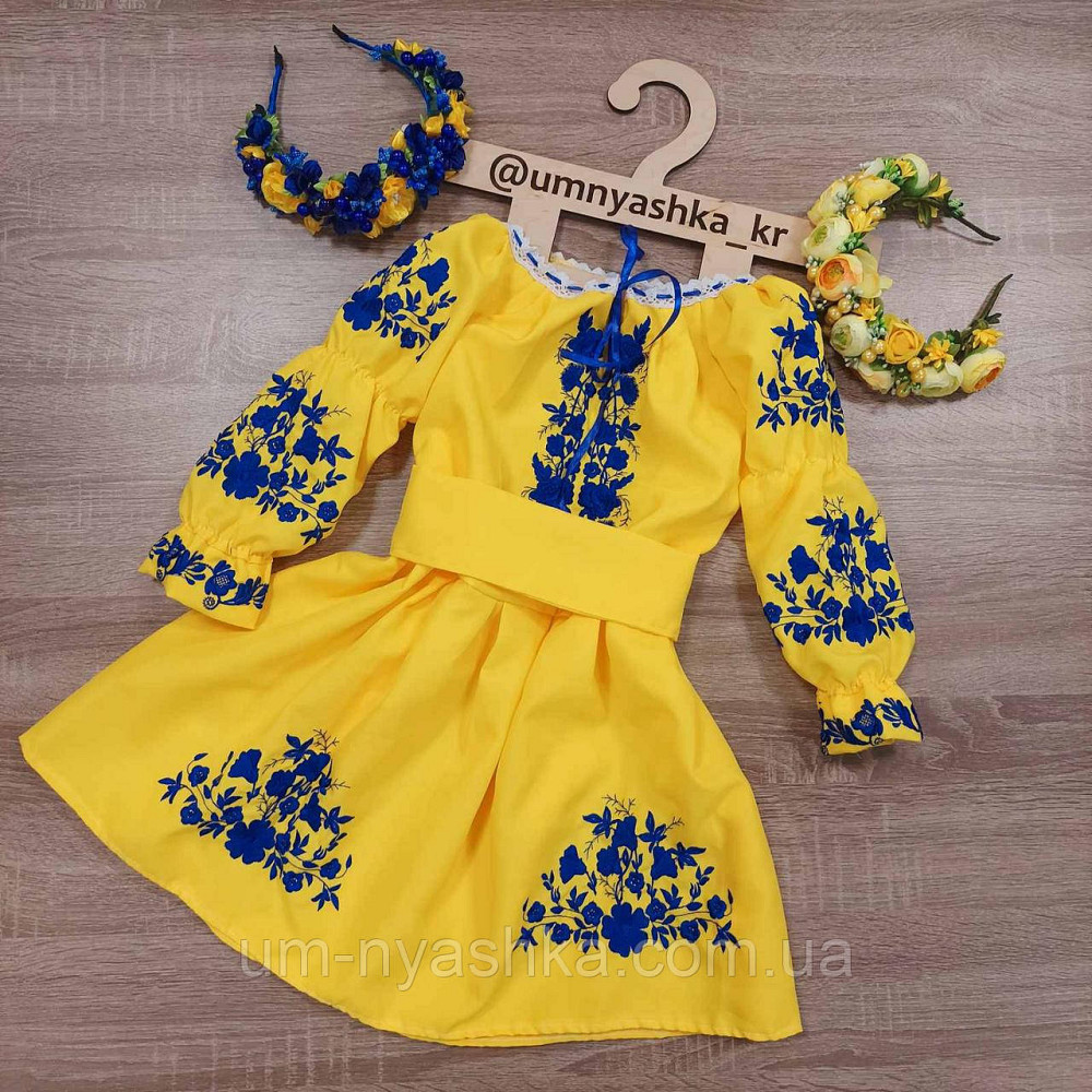 Сукня вишиванка синьо-жовта Квіткова польяна Кривой Рог - изображение 2