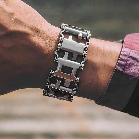 Браслет чоловічий RESTEQ металевий мультитул Tread Metric-Stainless сріблястий Київ
