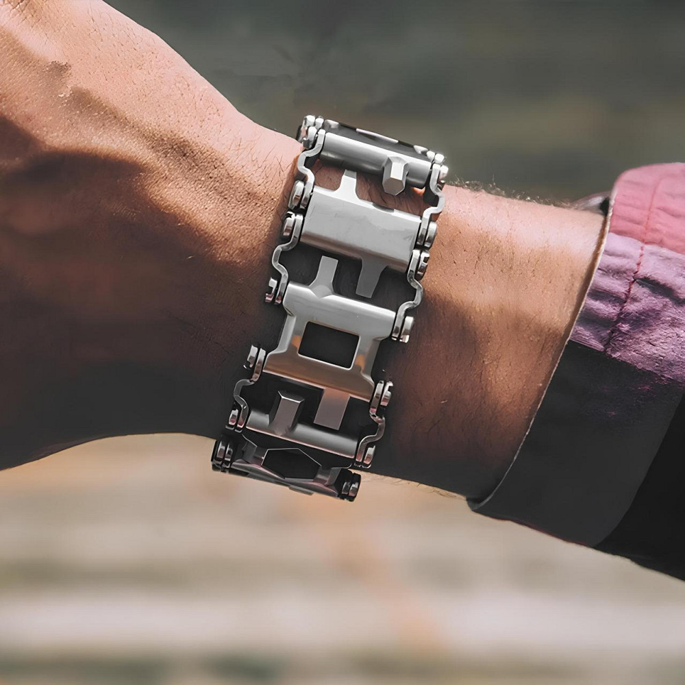 Браслет чоловічий RESTEQ металевий мультитул Tread Metric-Stainless сріблястий Київ - фото 4