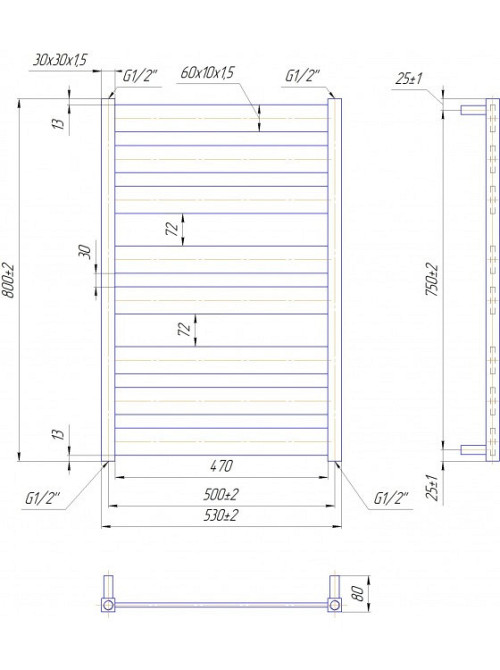 Полотенцесушитель водяной Mario Санти 800х530/500 Киев - изображение 5