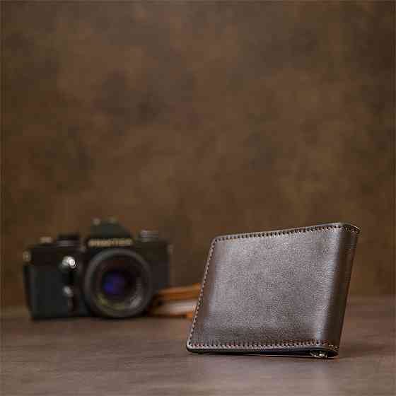 Мужской кожаный зажим для денег Коричневый (GRANDE PELLE) Киев