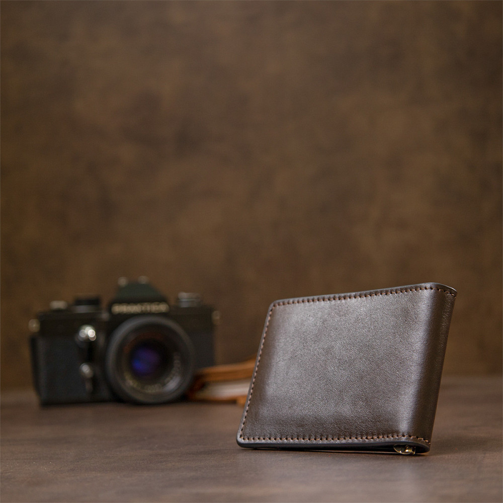 Мужской кожаный зажим для денег Коричневый (GRANDE PELLE) Киев - изображение 3