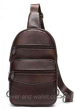 Мужская нагрудная сумка через плечо из натуральной кожи ST Leather Киев