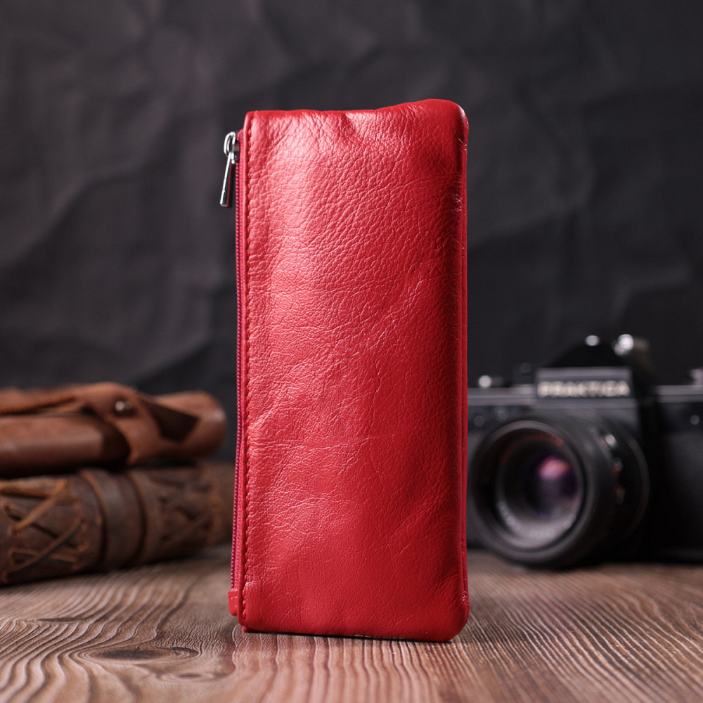 Яркая кожаная ключница на молнии ST Leather 22557 Красный Киев - изображение 2
