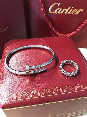 Cartier браслет гвоздь і кільце зубчики / Картье набор біле золото Одеса