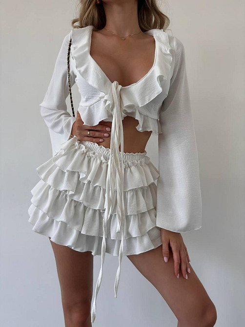 Женский привлекательный воздушный комплект, креп жатка Белый, 44/46 Одесса - изображение 8