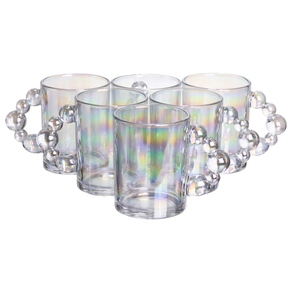 Yiwu Набір чашок 6 шт для чаю та кави по 350 (мл) кружки скляні rainbow HP-19-ZD-4 Коломия - фото 1